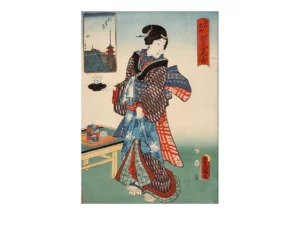 Estampe Japonaise Élégante Femme au Temple Sensoji en 4 Tailles