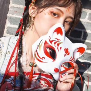 Masque Japonais Renard Kitsune Élégant Déco Chic à 12 Styles
