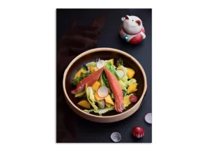 Tableau Japonais Chat Porte Bonheur & Salades en Canvas 380g