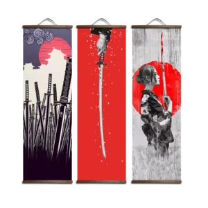 Délicate Peinture Japonaise Verticale Beauté de Kendo en 3 Thèmes