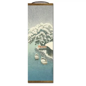 Belle Peinture Japonaise à Dérouler Verticalement Beauté de Flocons Neige en 3 Tailles