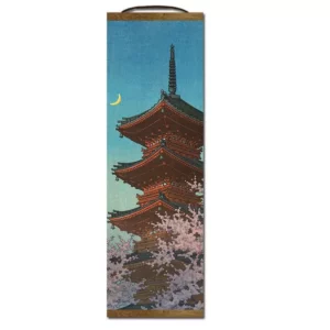 Peinture Japonaise Verticale en Rouleau Zen sous la Lune en 3 Tailles