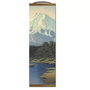 Délicate Peinture Japonaise Verticale Montagne Enneigée en 3 Tailles