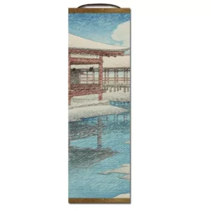 Peinture Japonaise Verticale à Rouleau Reflet du Temple Zen en 3 Tailles