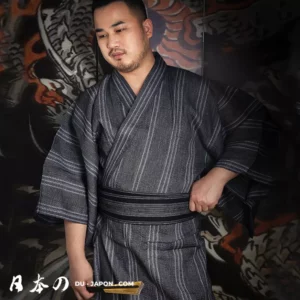 Yukata Kimono Japonais Homme Coton à Motif en Rayure Verticale Onymaki en 2 Tailles