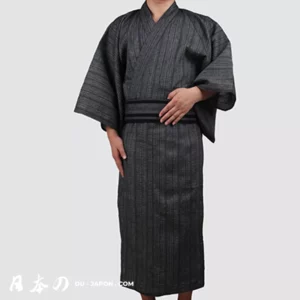 Yukata Kimono Homme Japonais Coton Motif à Rayures en 2 Tailles