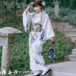 Joli Ensemble de Kimonos Japonais avec Ceinture Orné d’Akorusu aux 2 Pièces