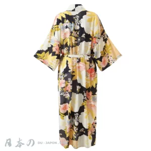 Délicate Robe Kimono Plage Femme Long Charme des Fleurs Orientales Ensemble de 2 Pièces