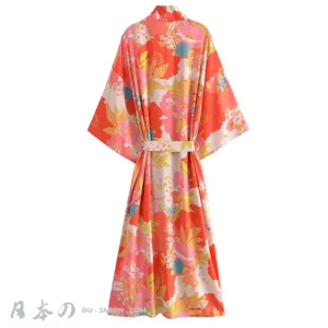 Chic Kimono Plage Femme Design de Fée des Fleurs Orientales avec Ceinture en 3 Tailles