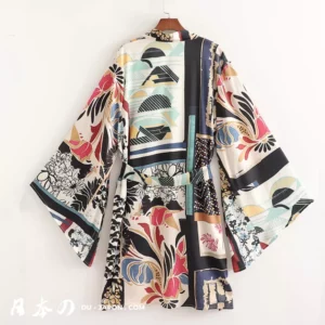 Chic Robe Kimono Plage Femme Longue Ensemble avec Ceinture en 3 Tailles