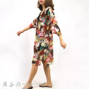 Chic Robe Kimono Plage Femme Polyvalent Design Oriental Geisha en 1 Taille